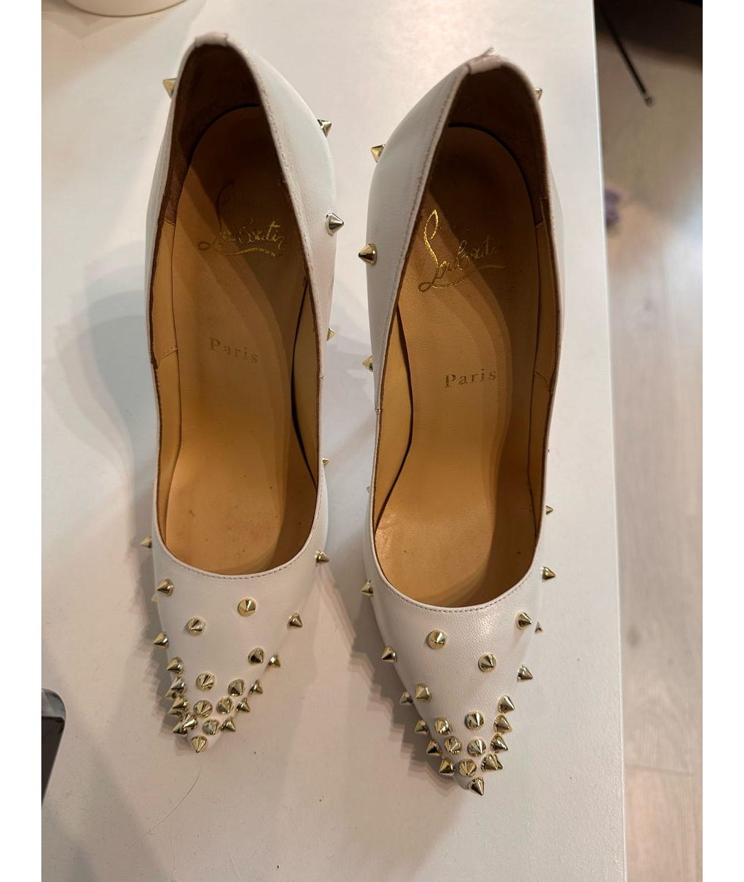 CHRISTIAN LOUBOUTIN Белые кожаные туфли, фото 3