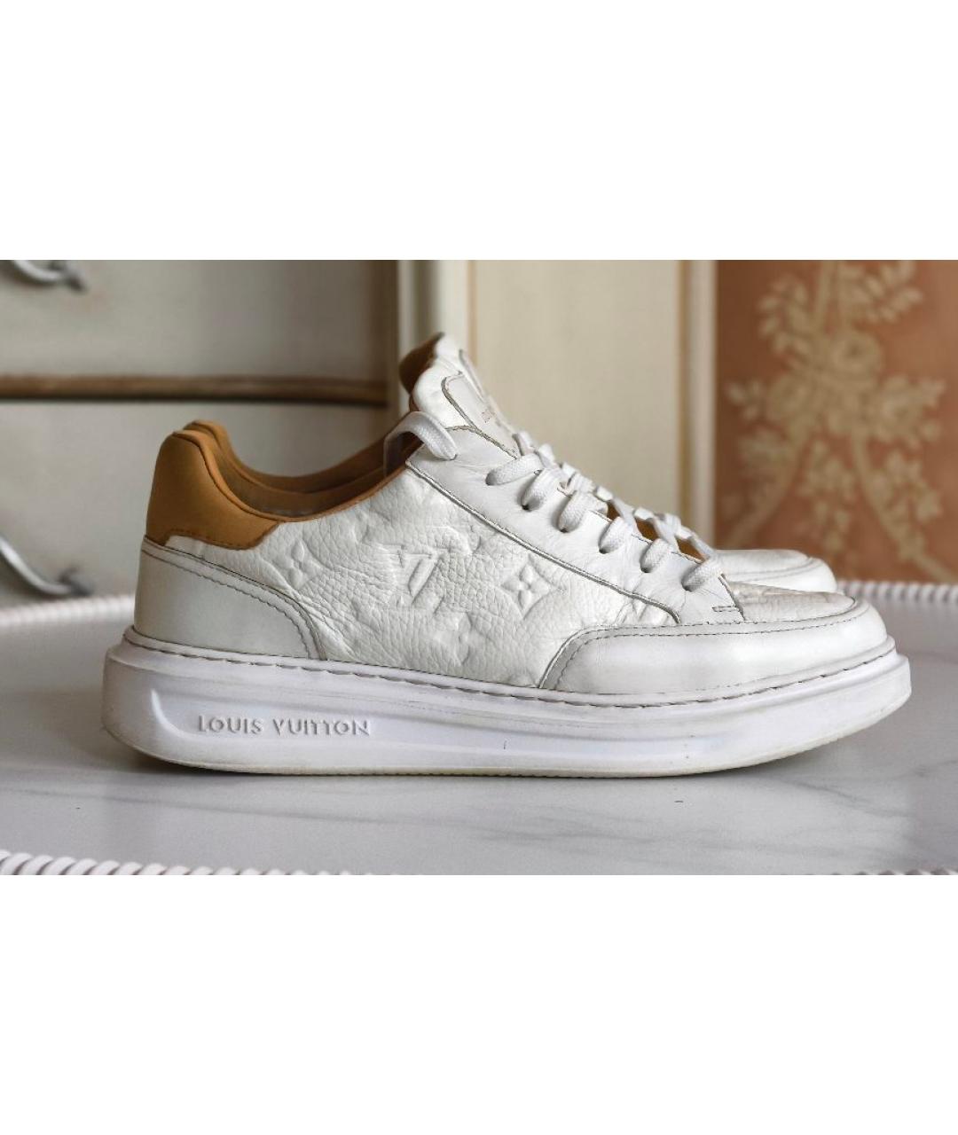 LOUIS VUITTON Белые кожаные кеды, фото 9