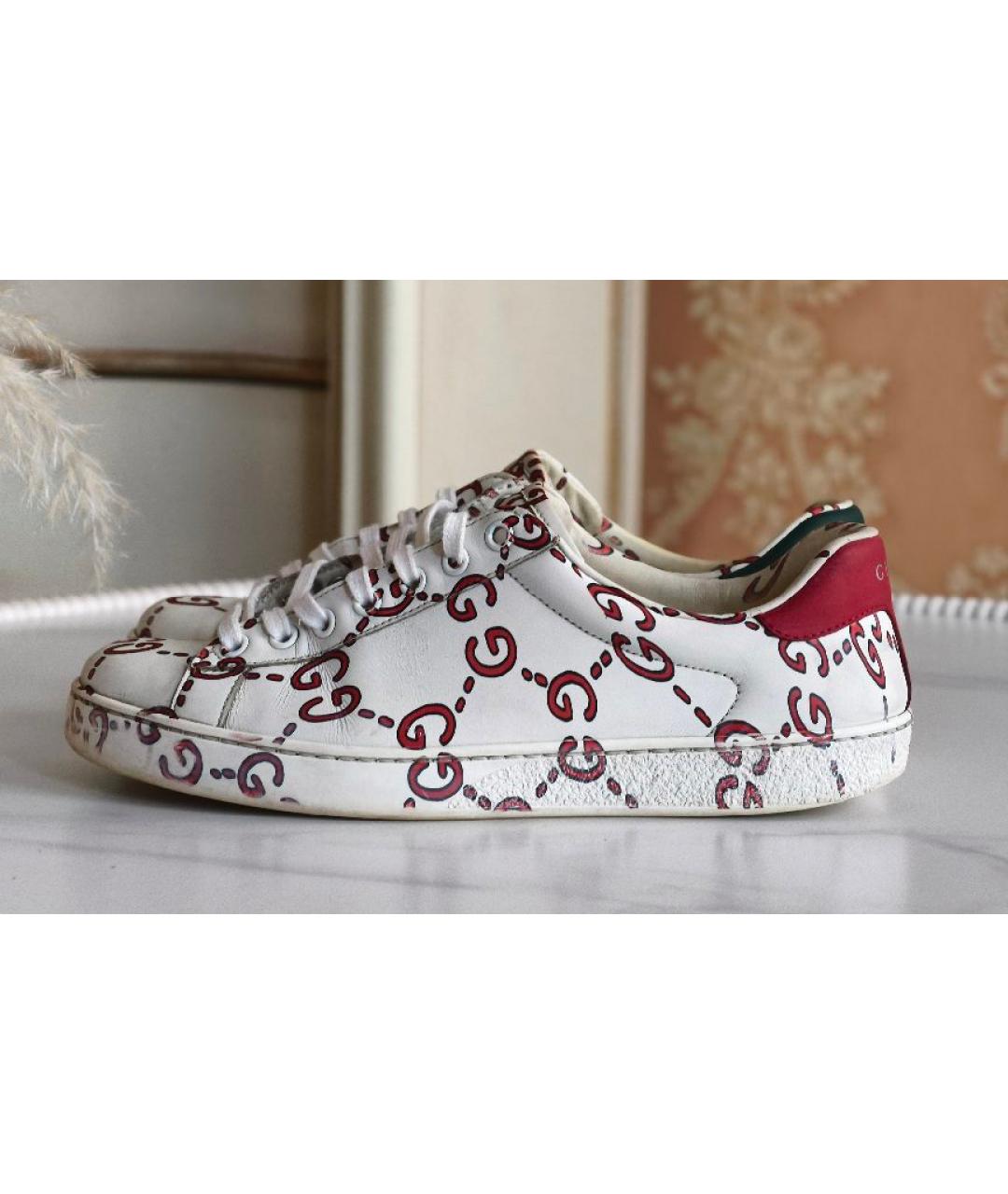 GUCCI Белые кожаные кеды, фото 8