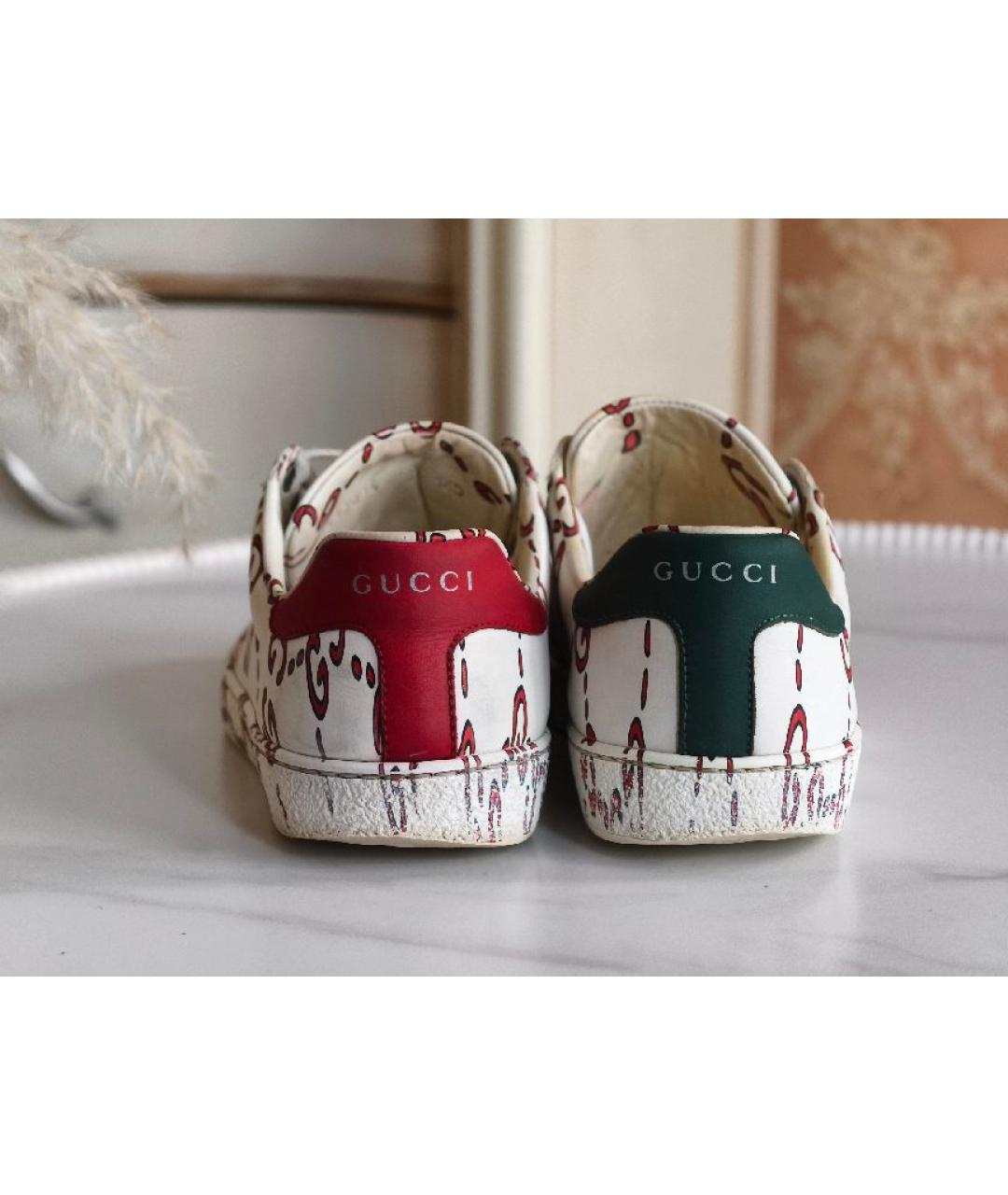 GUCCI Белые кожаные кеды, фото 4