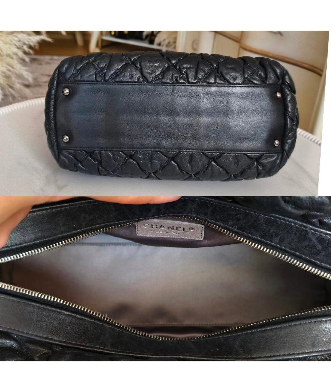 CHANEL Черная кожаная сумка с короткими ручками, фото 8