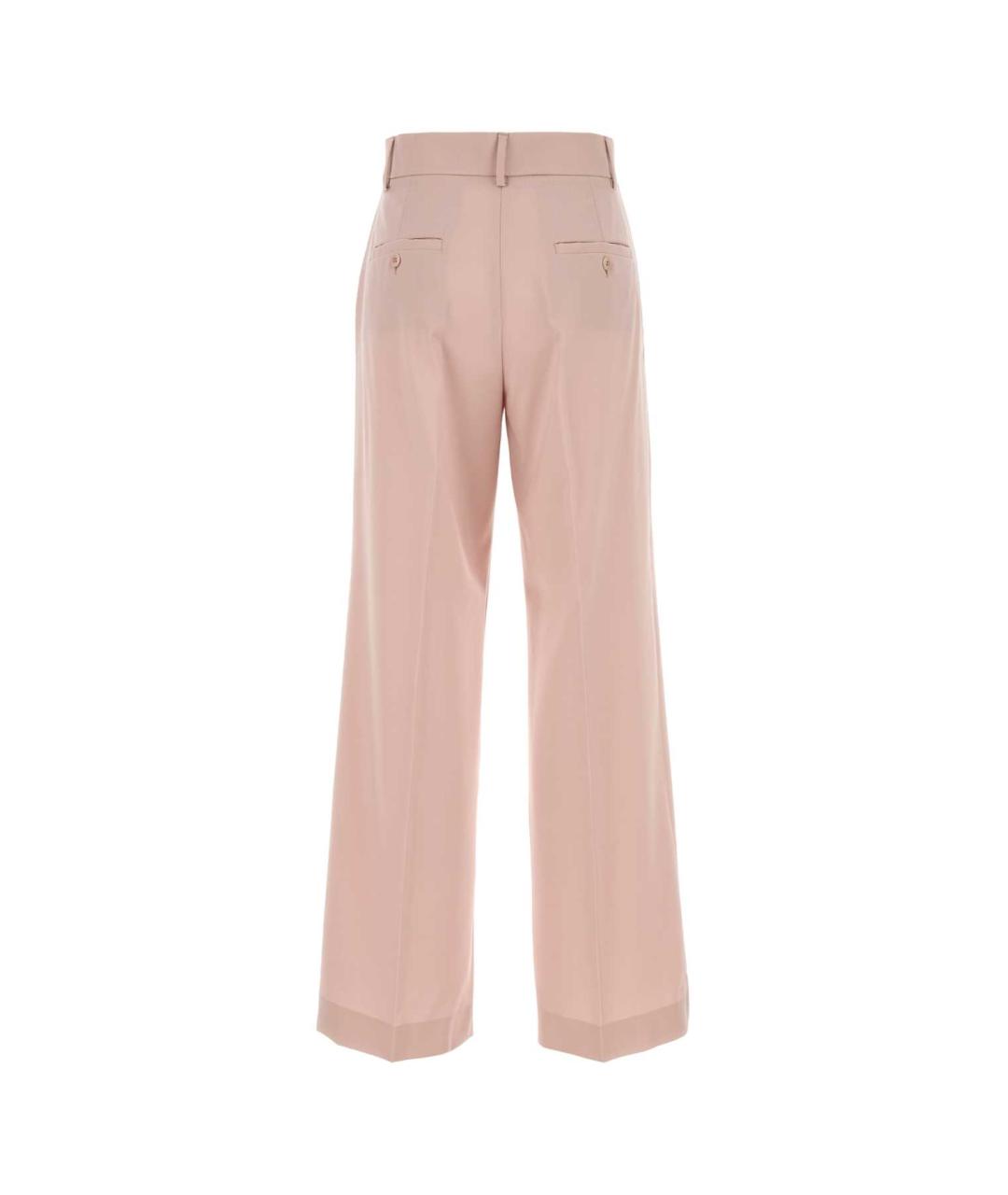 WEEKEND MAX MARA Розовые шерстяные прямые брюки, фото 2