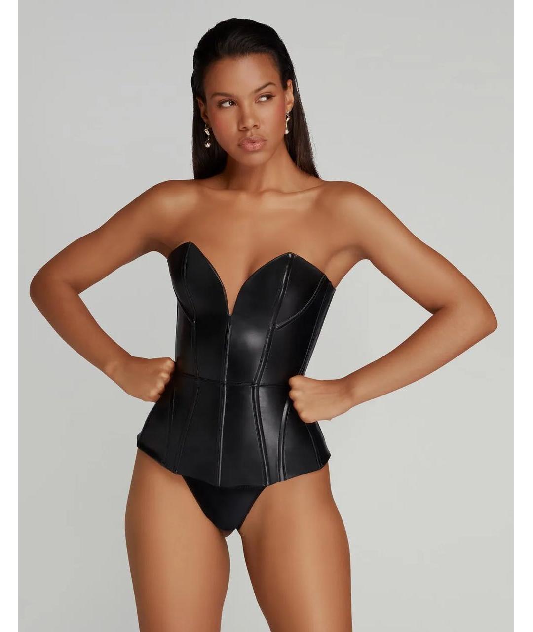AGENT PROVOCATEUR Черный кожаный корсет, фото 4