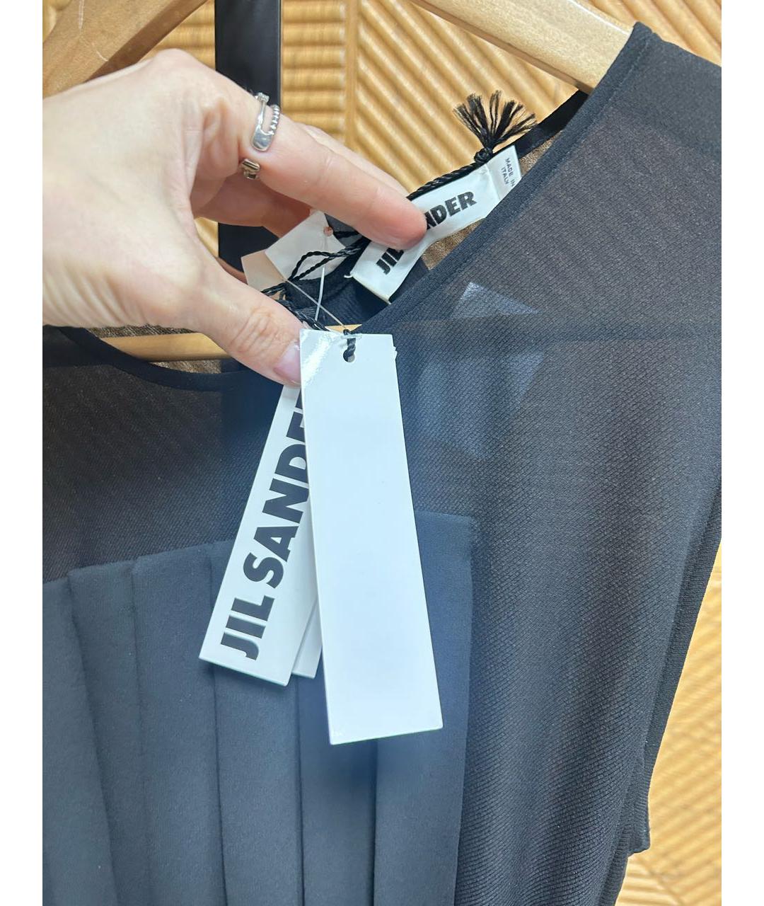 JIL SANDER Черное шелковое платье, фото 3