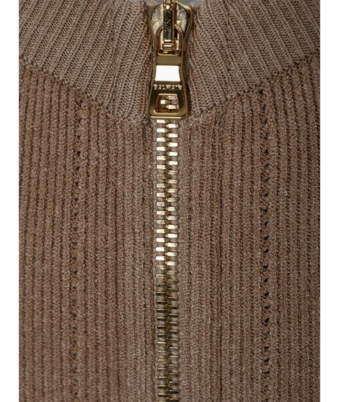 BALMAIN Бежевое вискозное повседневное платье, фото 3