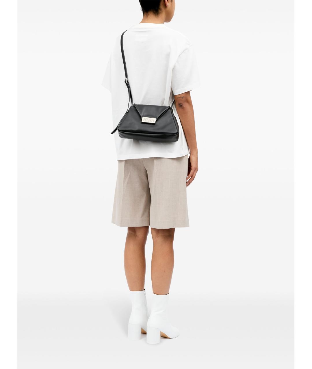 MM6 MAISON MARGIELA Черная кожаная сумка через плечо, фото 4
