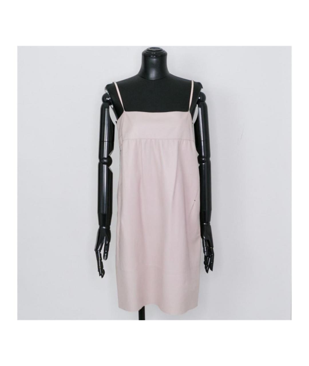 NINA RICCI Розовое кожаное повседневное платье, фото 4