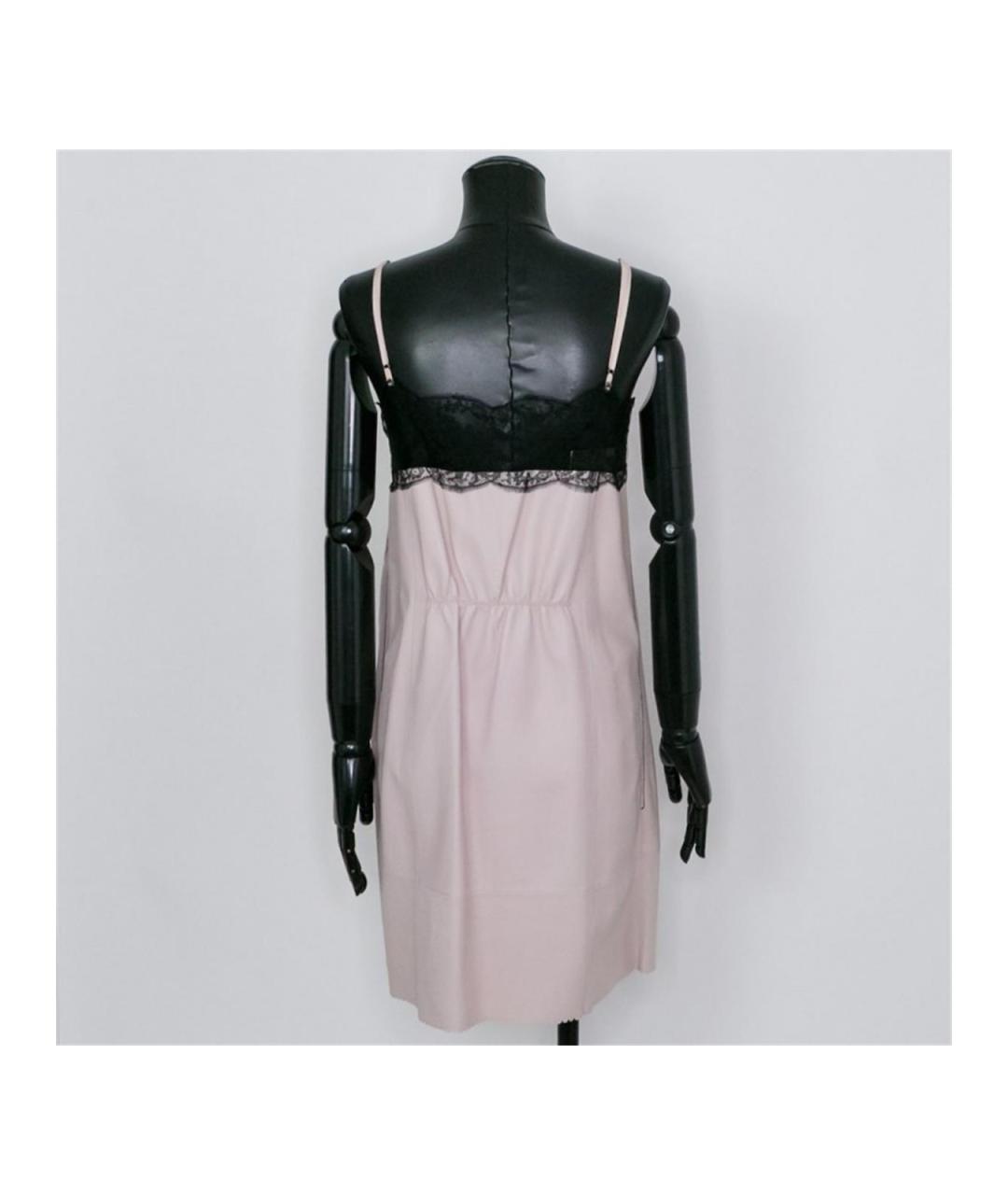 NINA RICCI Розовое кожаное повседневное платье, фото 3