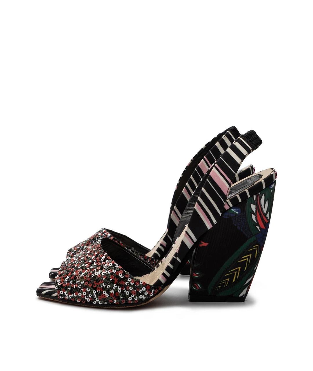 CHRISTIAN DIOR Черные текстильные босоножки, фото 2