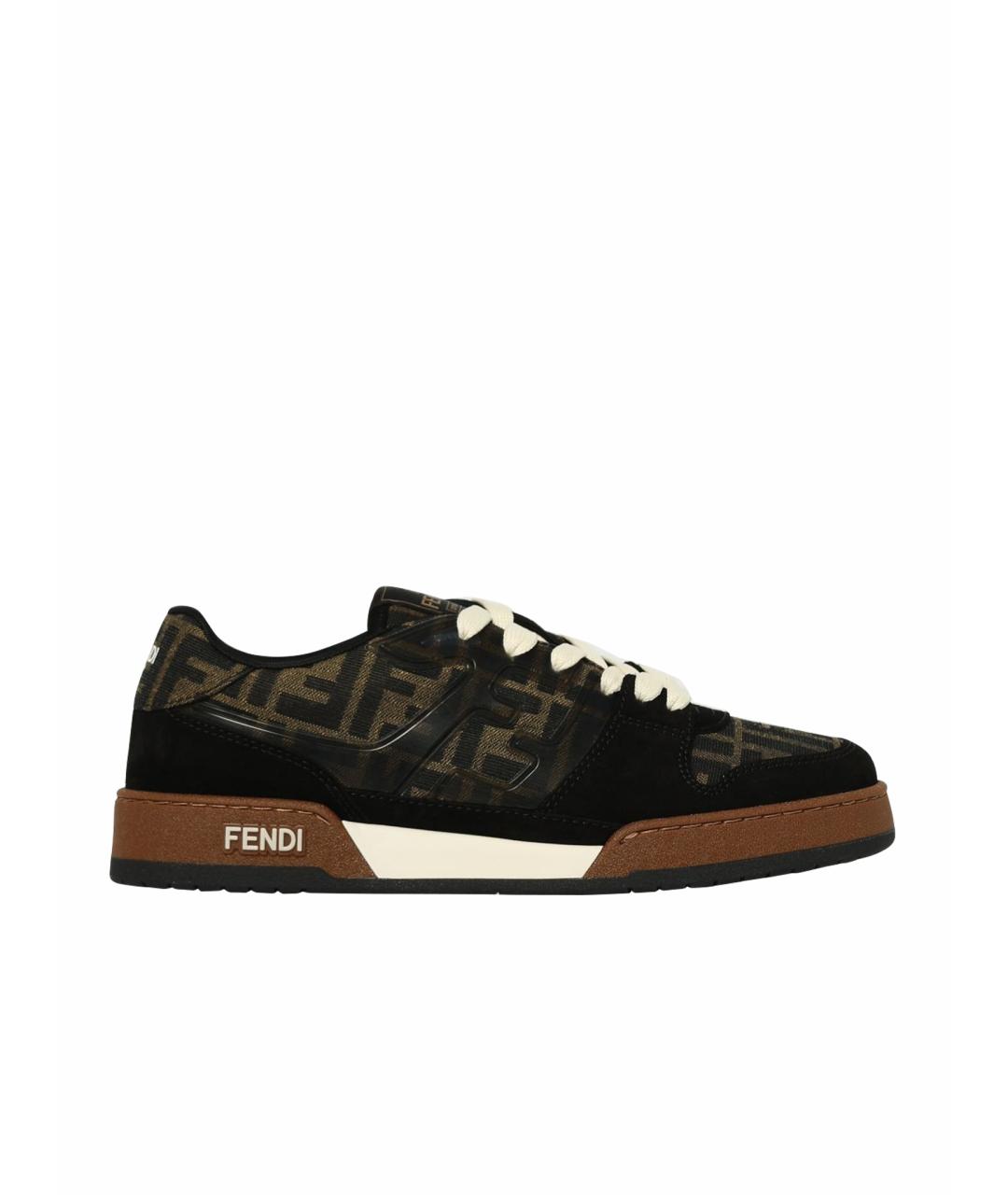FENDI Коричневые синтетические низкие кроссовки / кеды, фото 1
