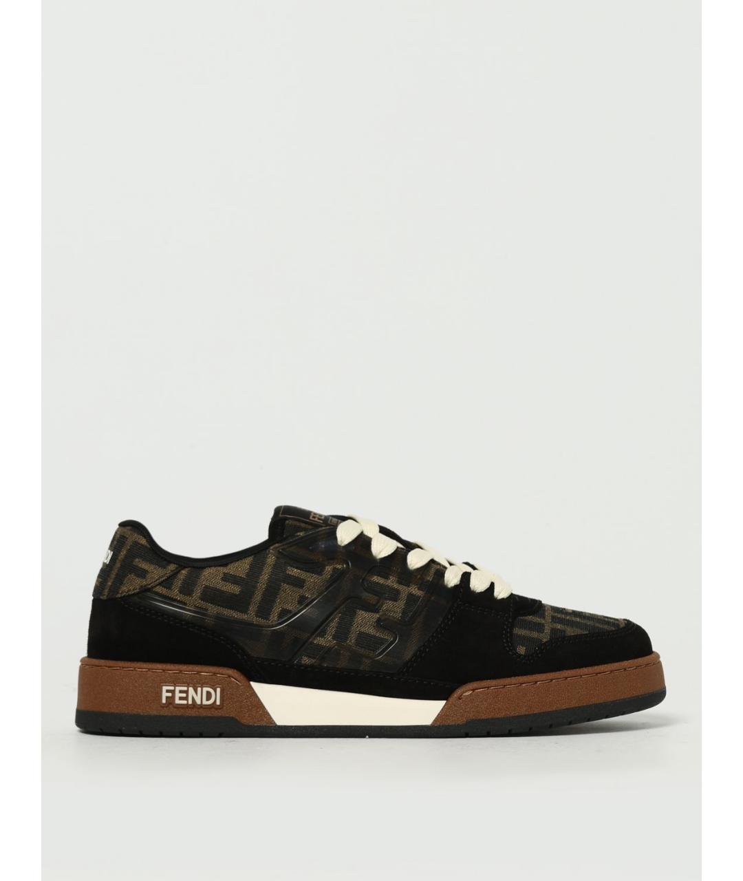 FENDI Коричневые синтетические низкие кроссовки / кеды, фото 5