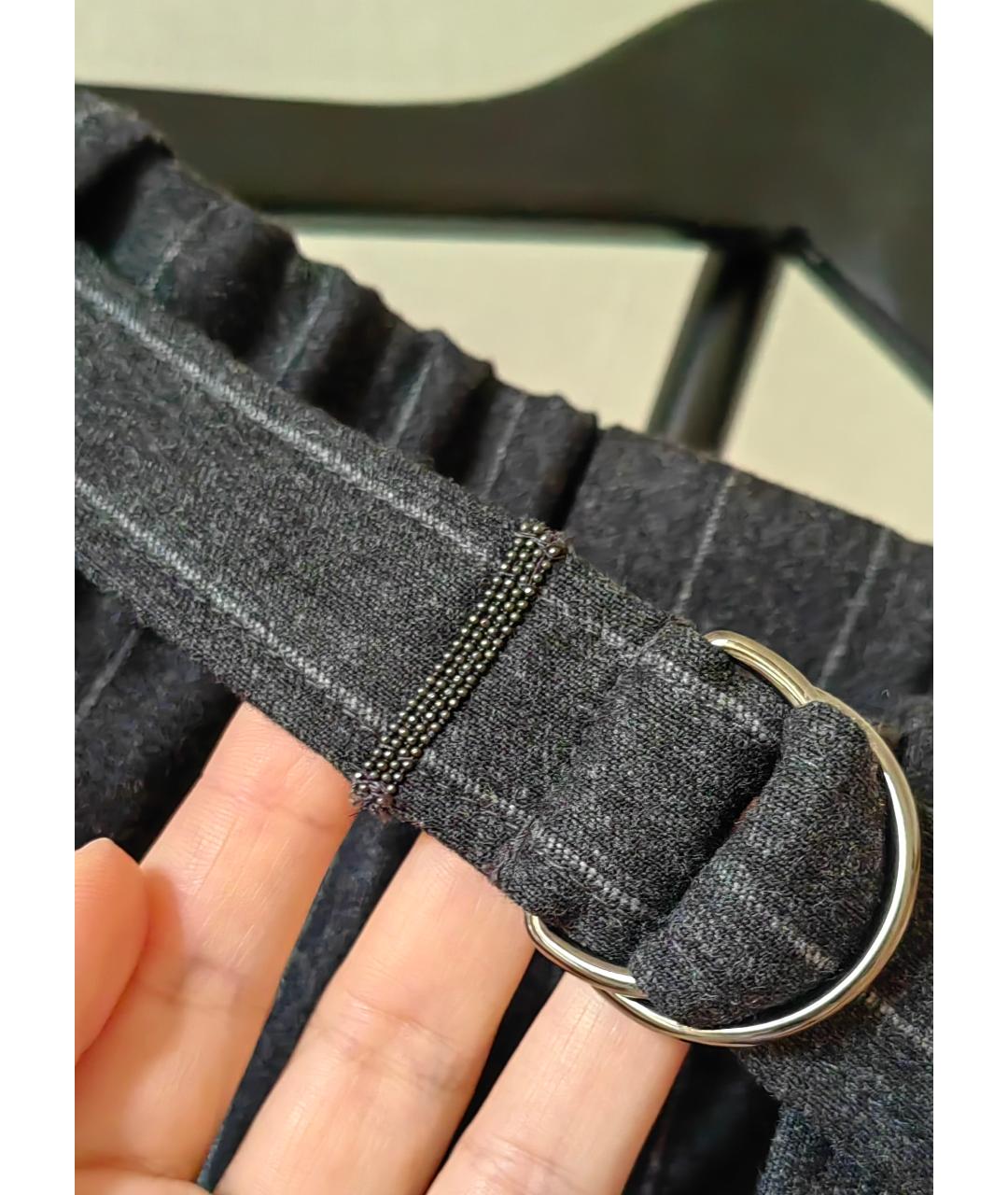 BRUNELLO CUCINELLI Антрацитовые шерстяные прямые брюки, фото 4