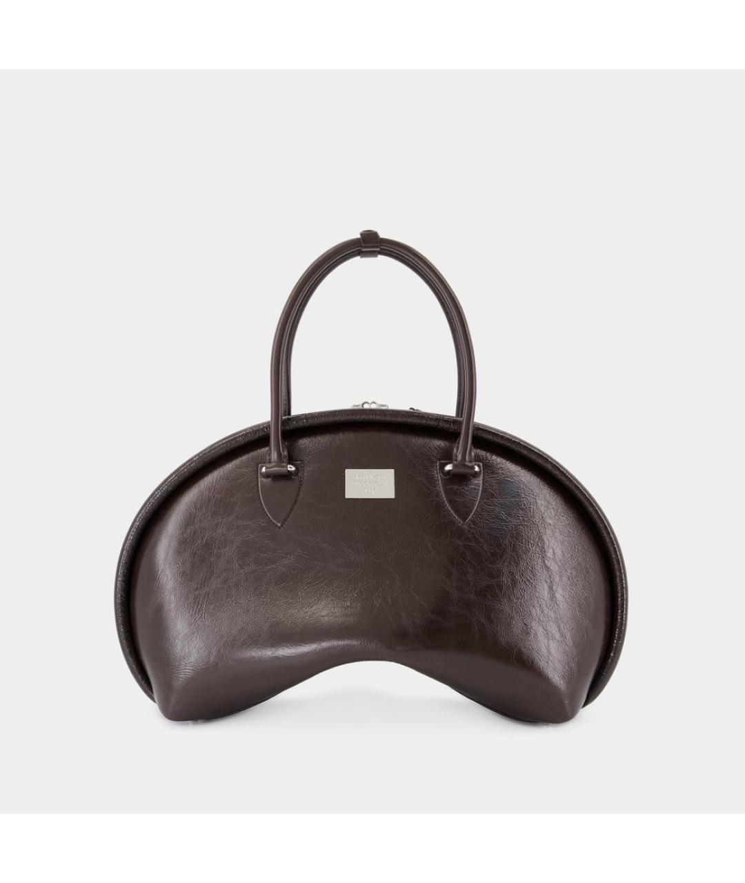 ACNE STUDIOS Коричневая кожаная сумка с короткими ручками, фото 5