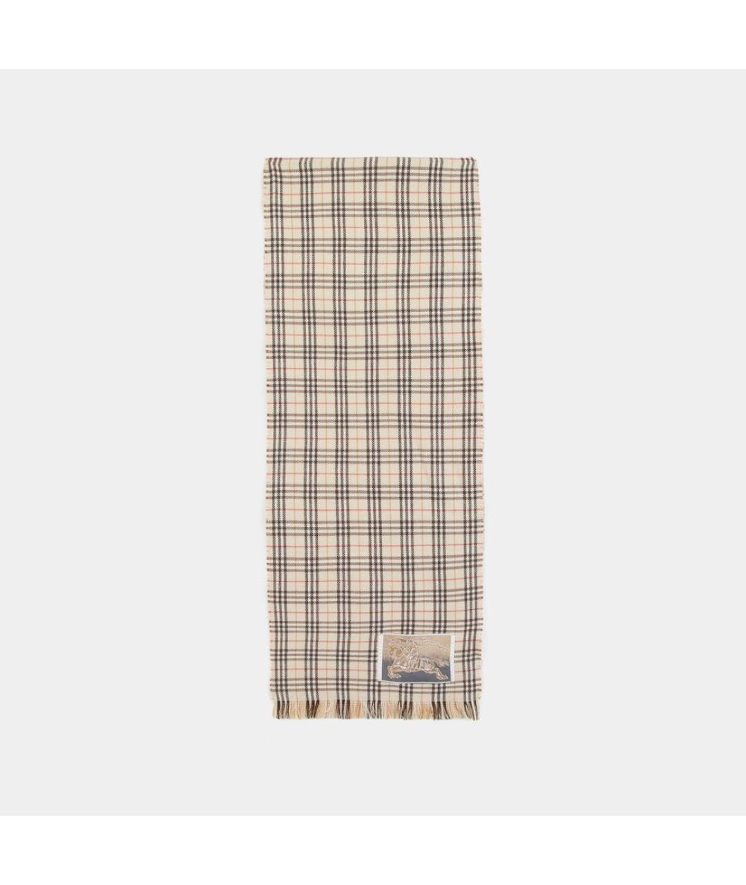 BURBERRY Бежевый шерстяной шарф, фото 2