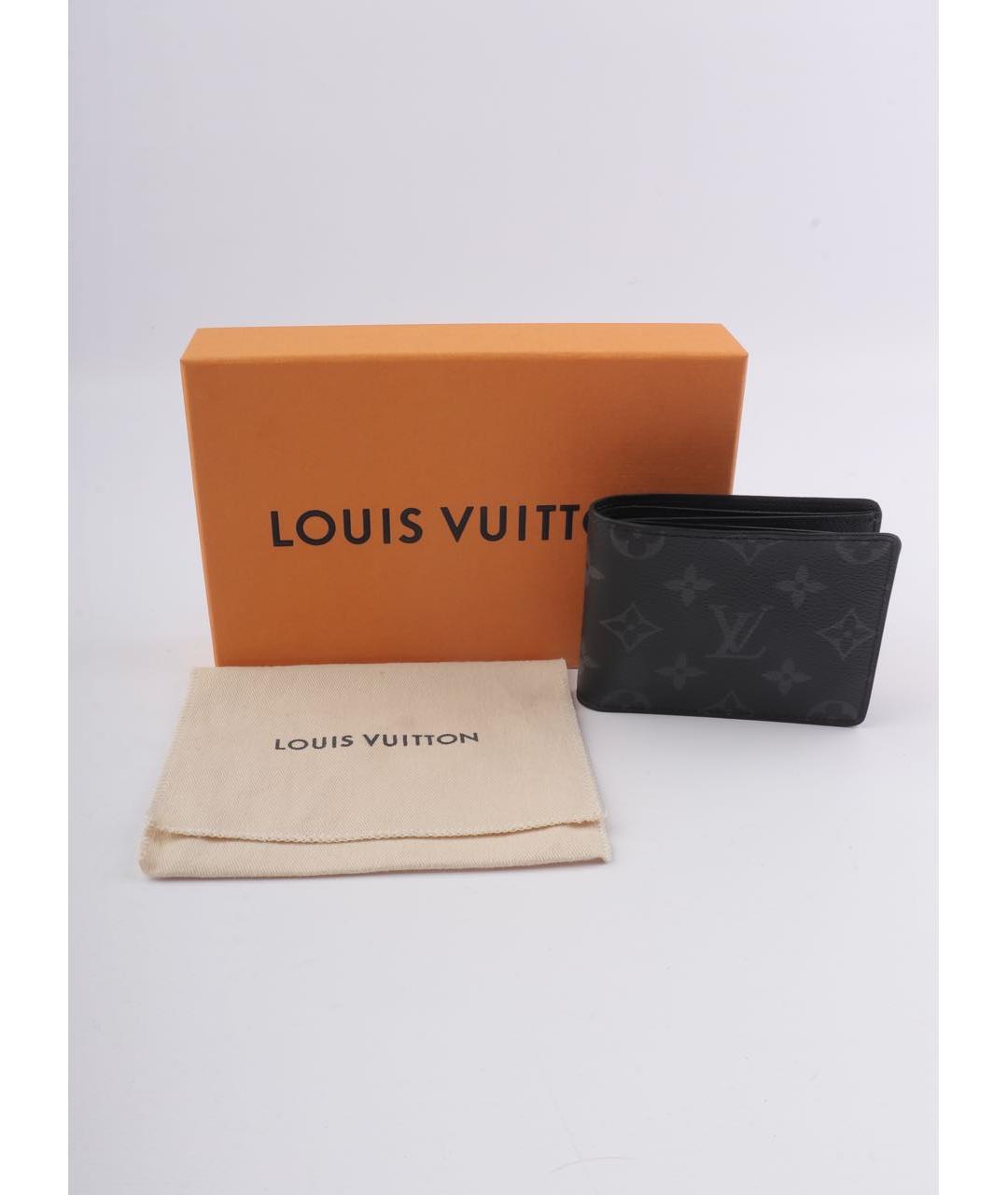 LOUIS VUITTON Черный кожаный кошелек, фото 2