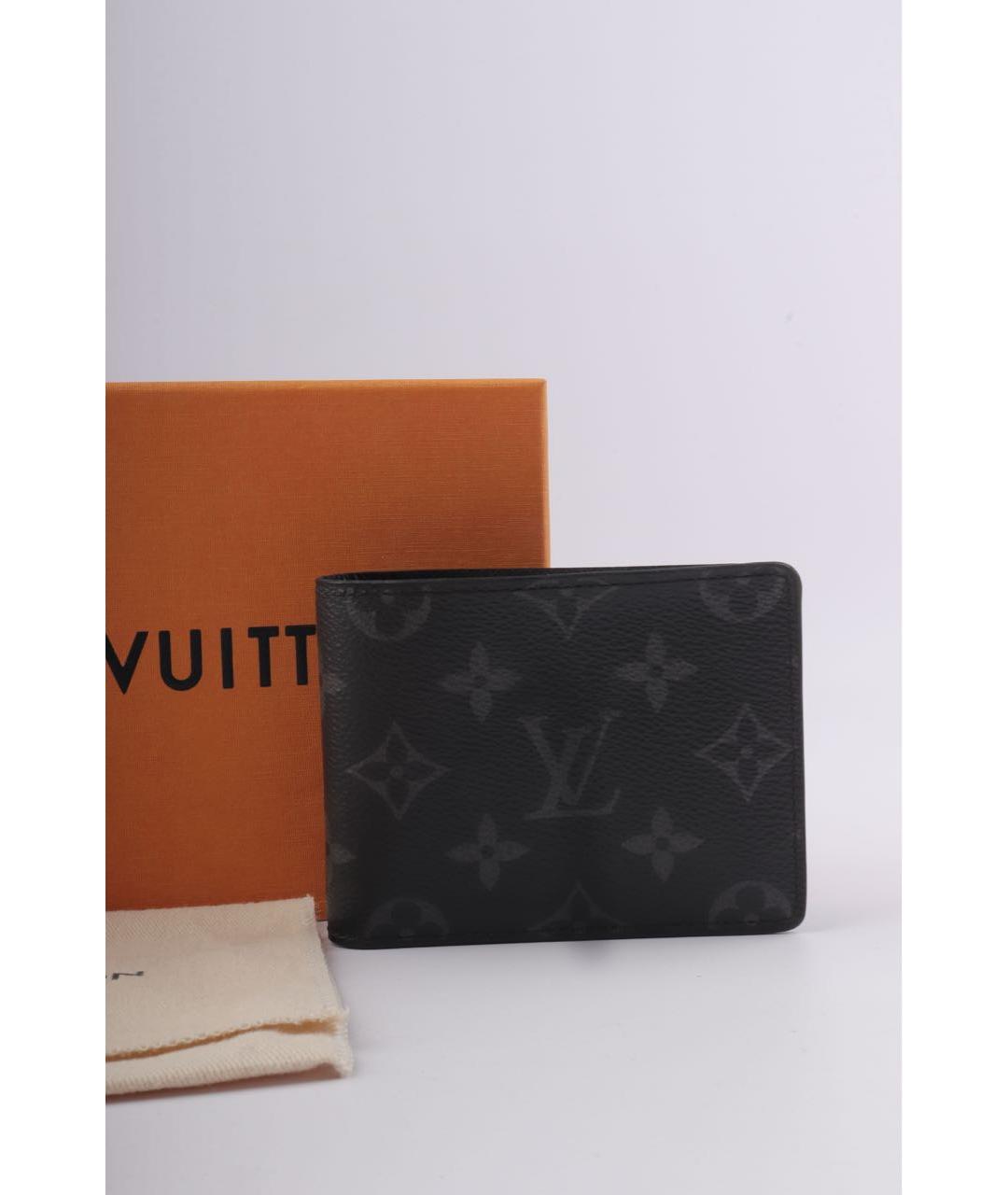 LOUIS VUITTON Черный кожаный кошелек, фото 4