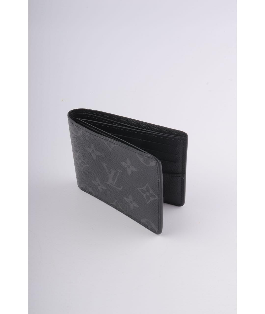 LOUIS VUITTON Черный кожаный кошелек, фото 6