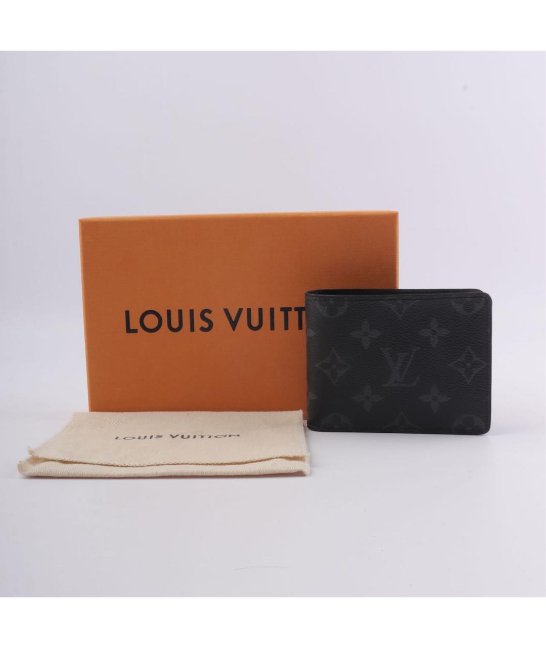 LOUIS VUITTON Черный кожаный кошелек, фото 3