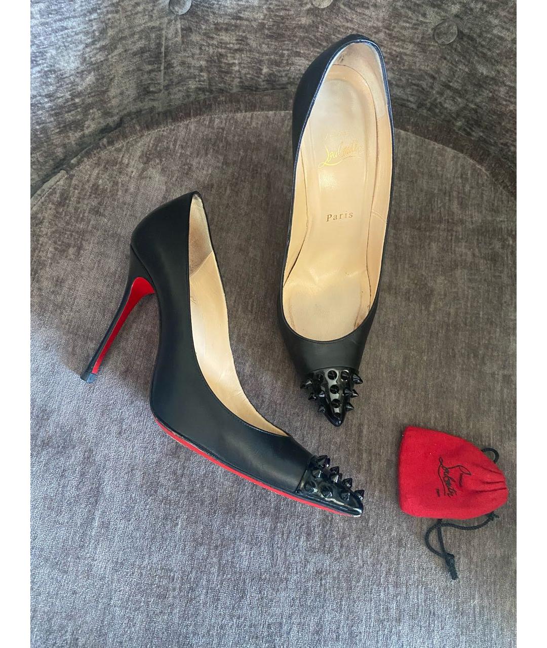 CHRISTIAN LOUBOUTIN Черные кожаные туфли, фото 3