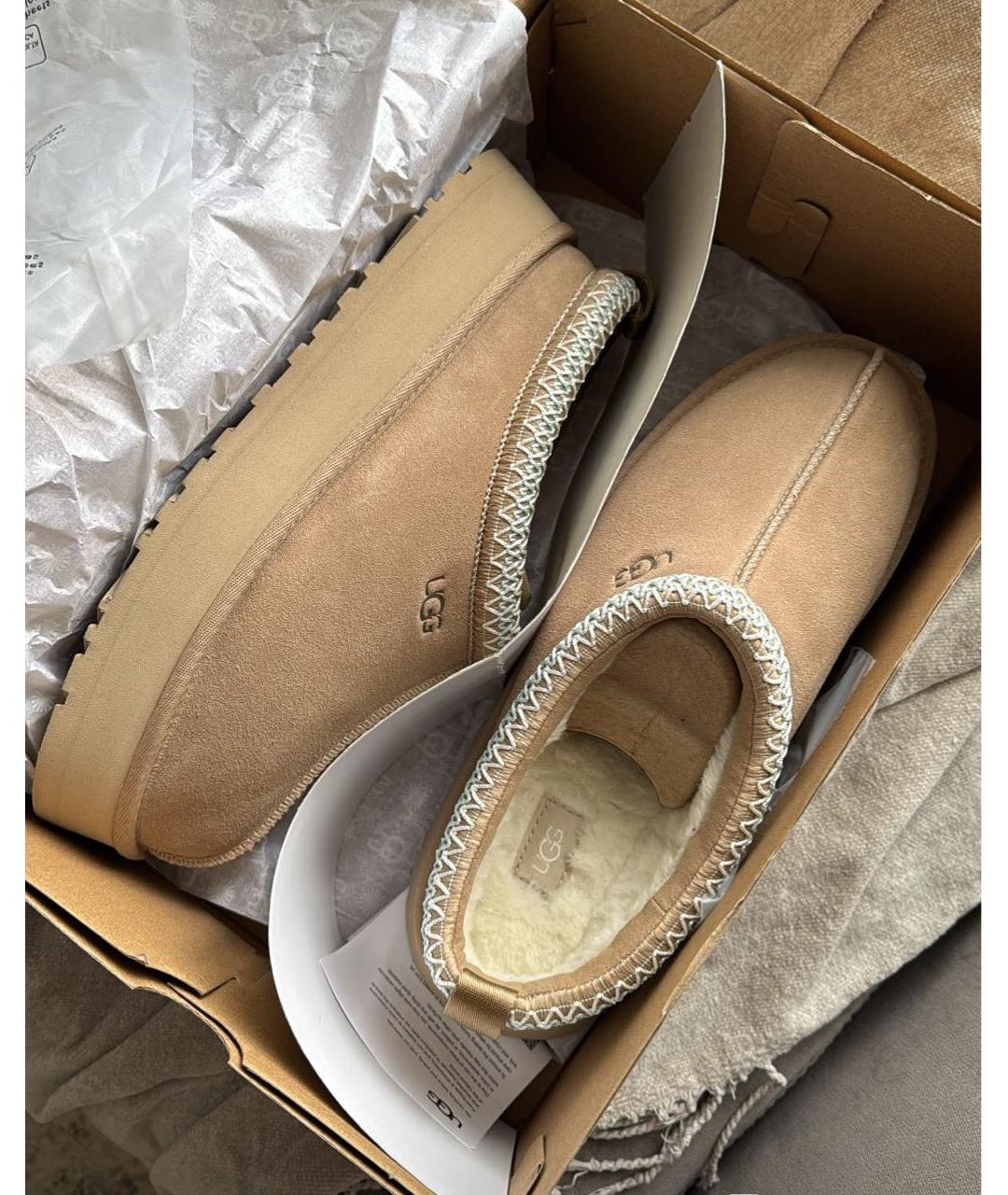 UGG AUSTRALIA Бежевые замшевые мюли, фото 2