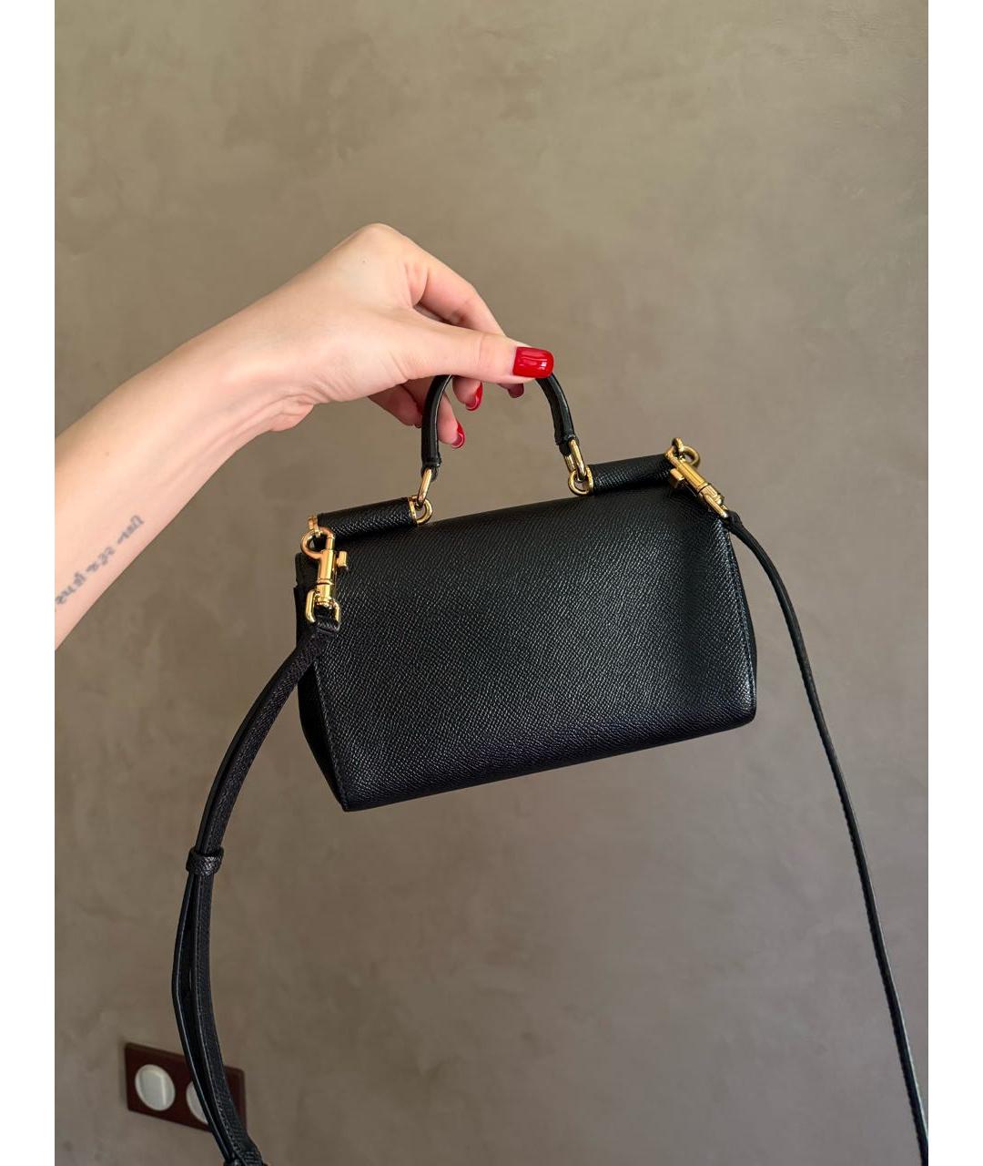 DOLCE&GABBANA Черная кожаная сумка через плечо, фото 3