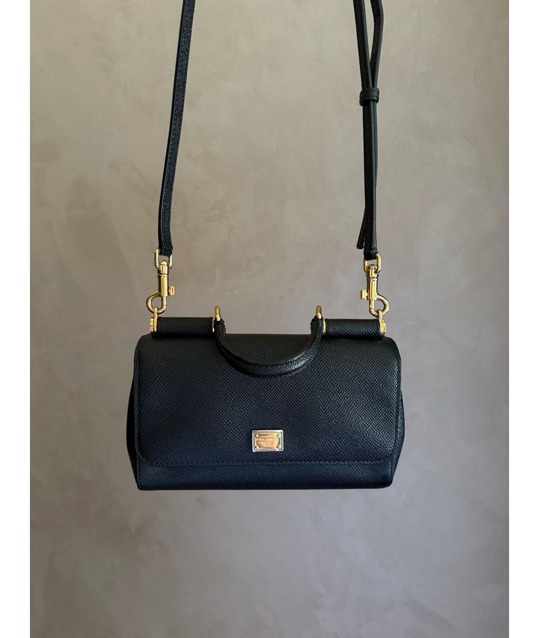 DOLCE&GABBANA Черная кожаная сумка через плечо, фото 2