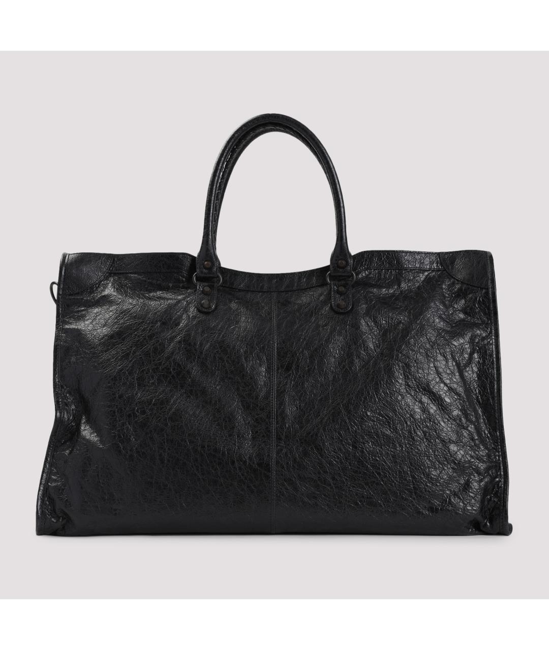 BALENCIAGA Черная кожаная сумка тоут, фото 3
