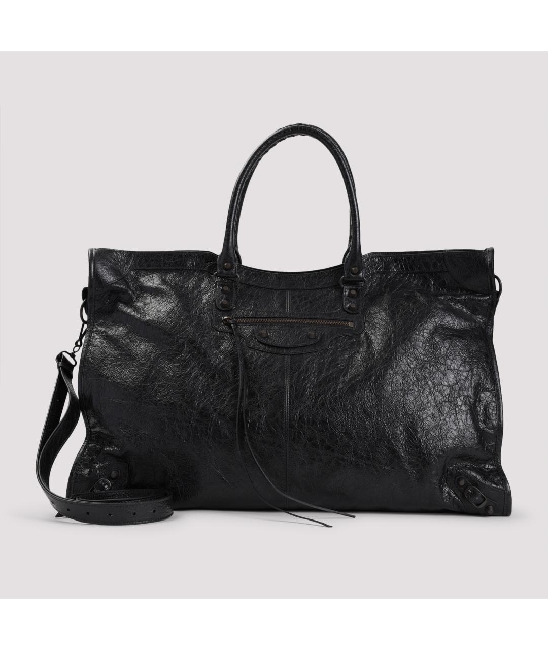 BALENCIAGA Черная кожаная сумка тоут, фото 2