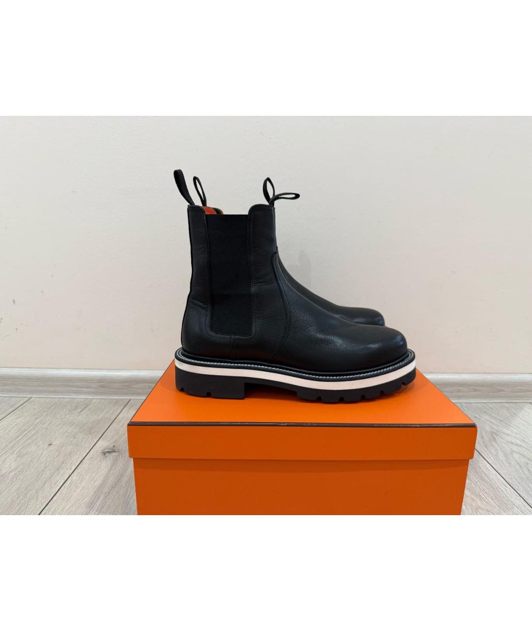 HERMES Черные кожаные высокие ботинки, фото 2