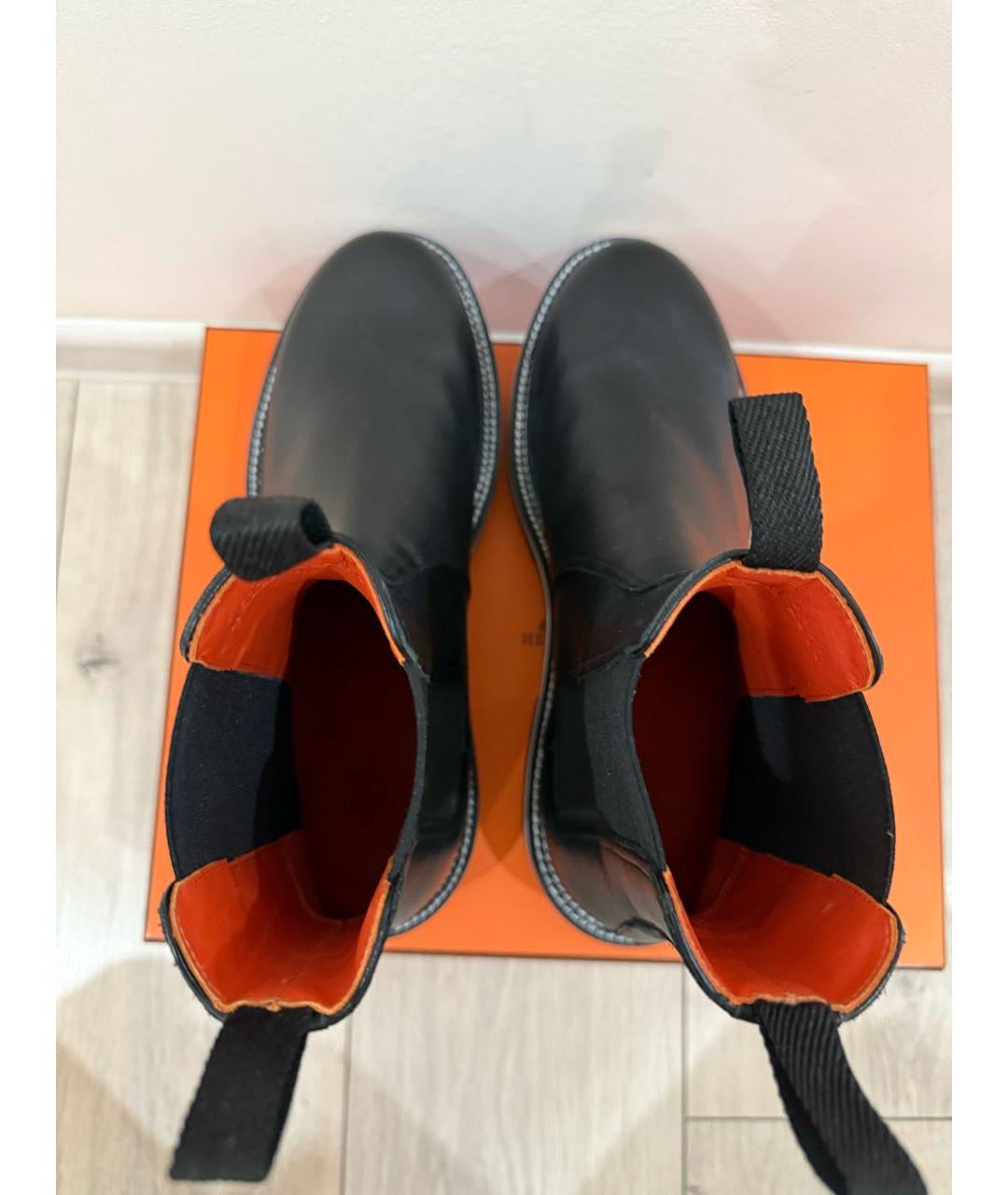 HERMES Черные кожаные высокие ботинки, фото 4