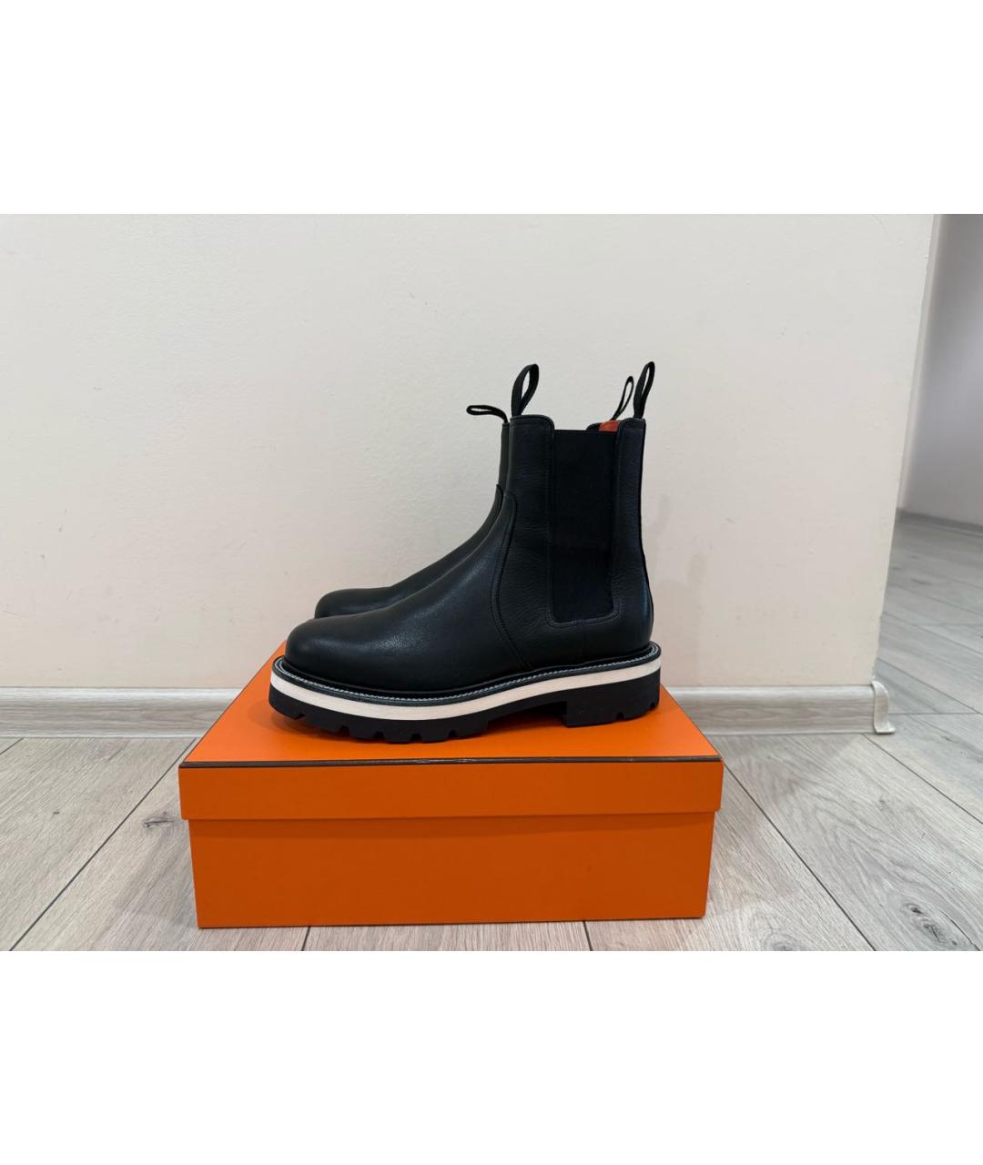 HERMES Черные кожаные высокие ботинки, фото 6
