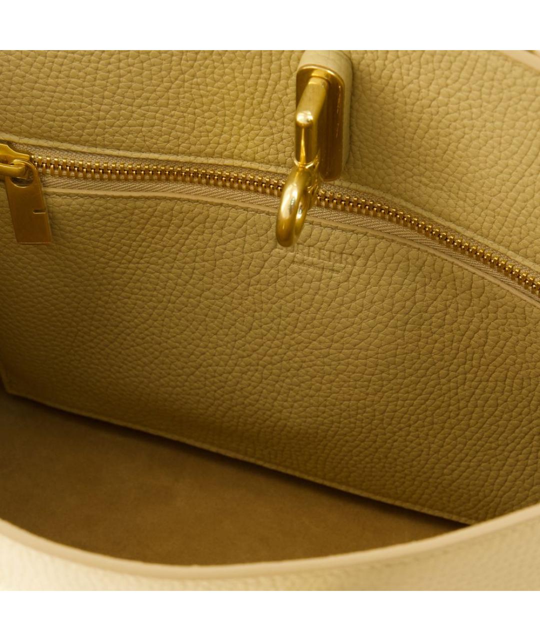 BURBERRY Желтая кожаная сумка тоут, фото 4