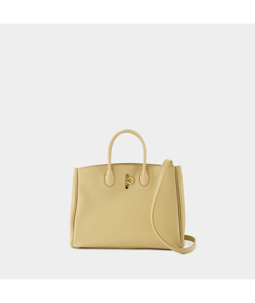 BURBERRY Желтая кожаная сумка тоут, фото 5