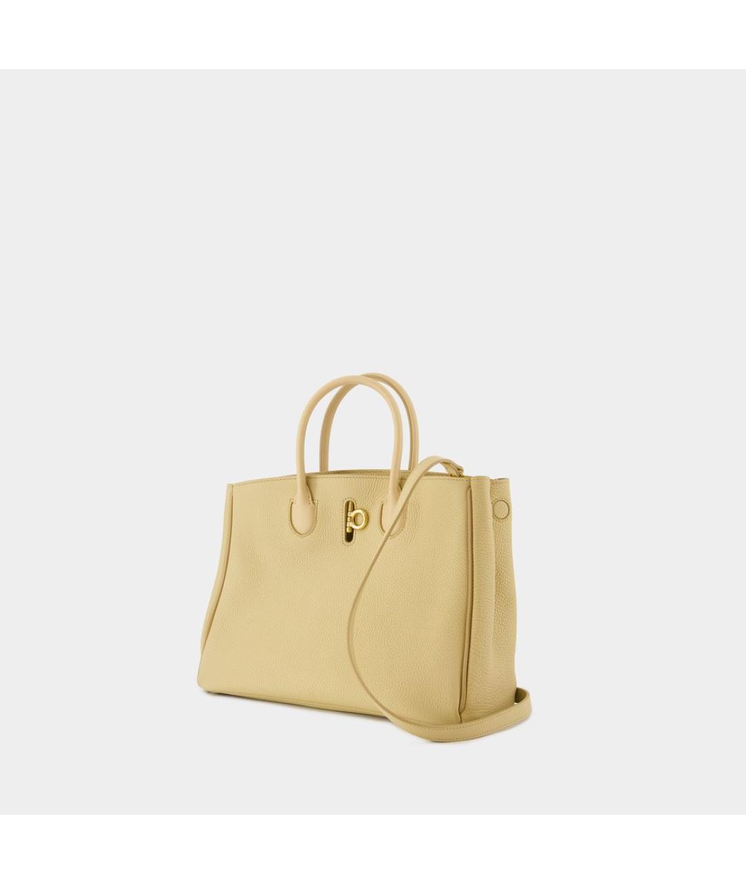 BURBERRY Желтая кожаная сумка тоут, фото 2