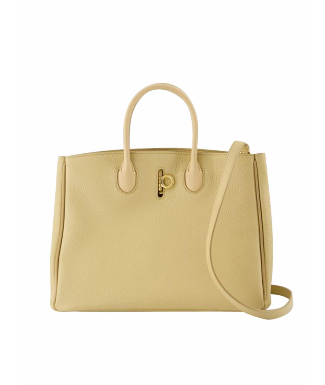 BURBERRY Желтая кожаная сумка тоут, фото 1