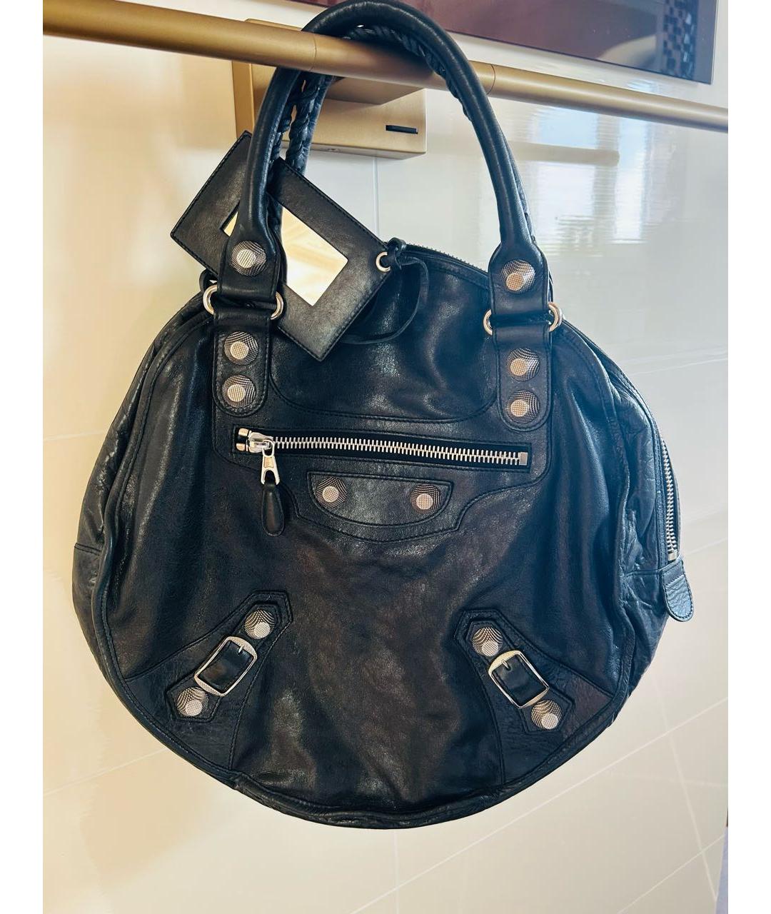 BALENCIAGA Черная кожаная сумка тоут, фото 2