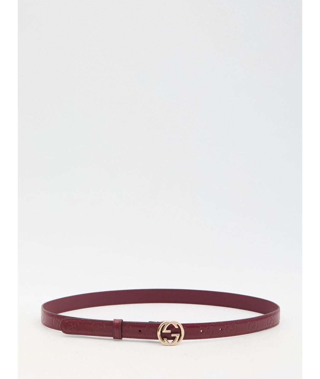 GUCCI Бордовый кожаный ремень, фото 3