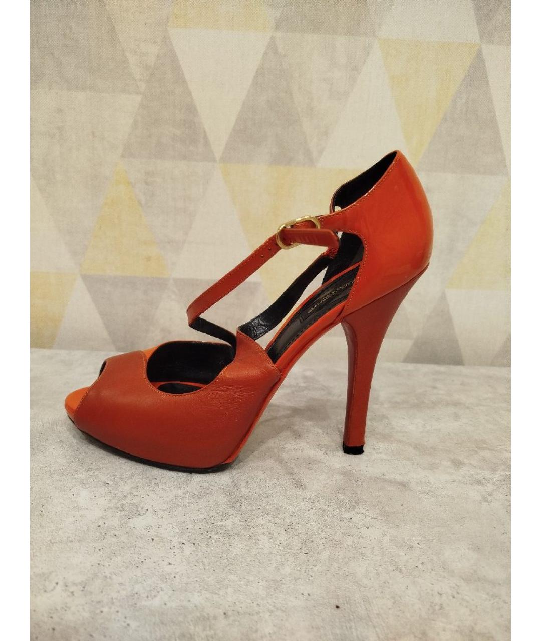 JIMMY CHOO Оранжевое кожаные босоножки, фото 8