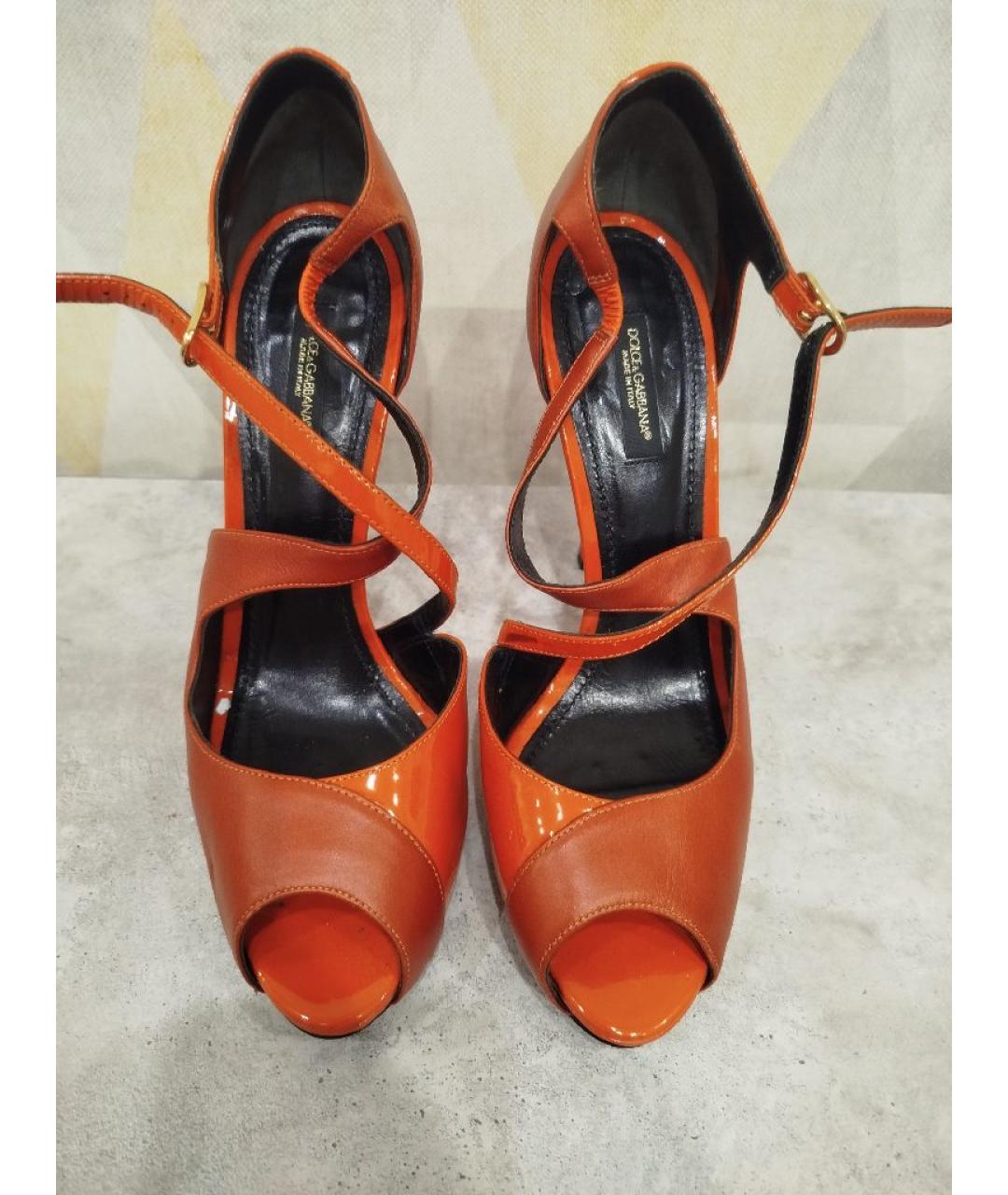 JIMMY CHOO Оранжевое кожаные босоножки, фото 2