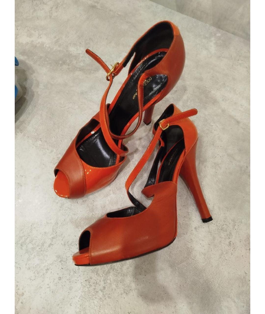 JIMMY CHOO Оранжевое кожаные босоножки, фото 5