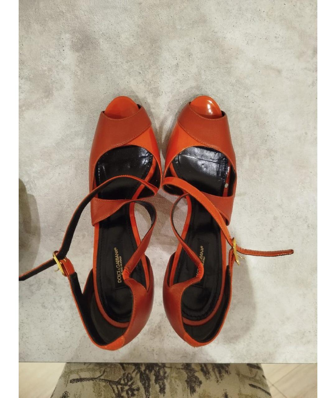 JIMMY CHOO Оранжевое кожаные босоножки, фото 3