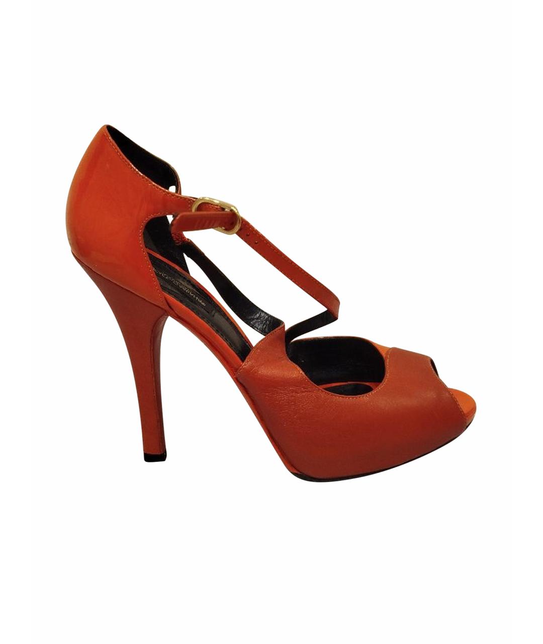 JIMMY CHOO Оранжевое кожаные босоножки, фото 1
