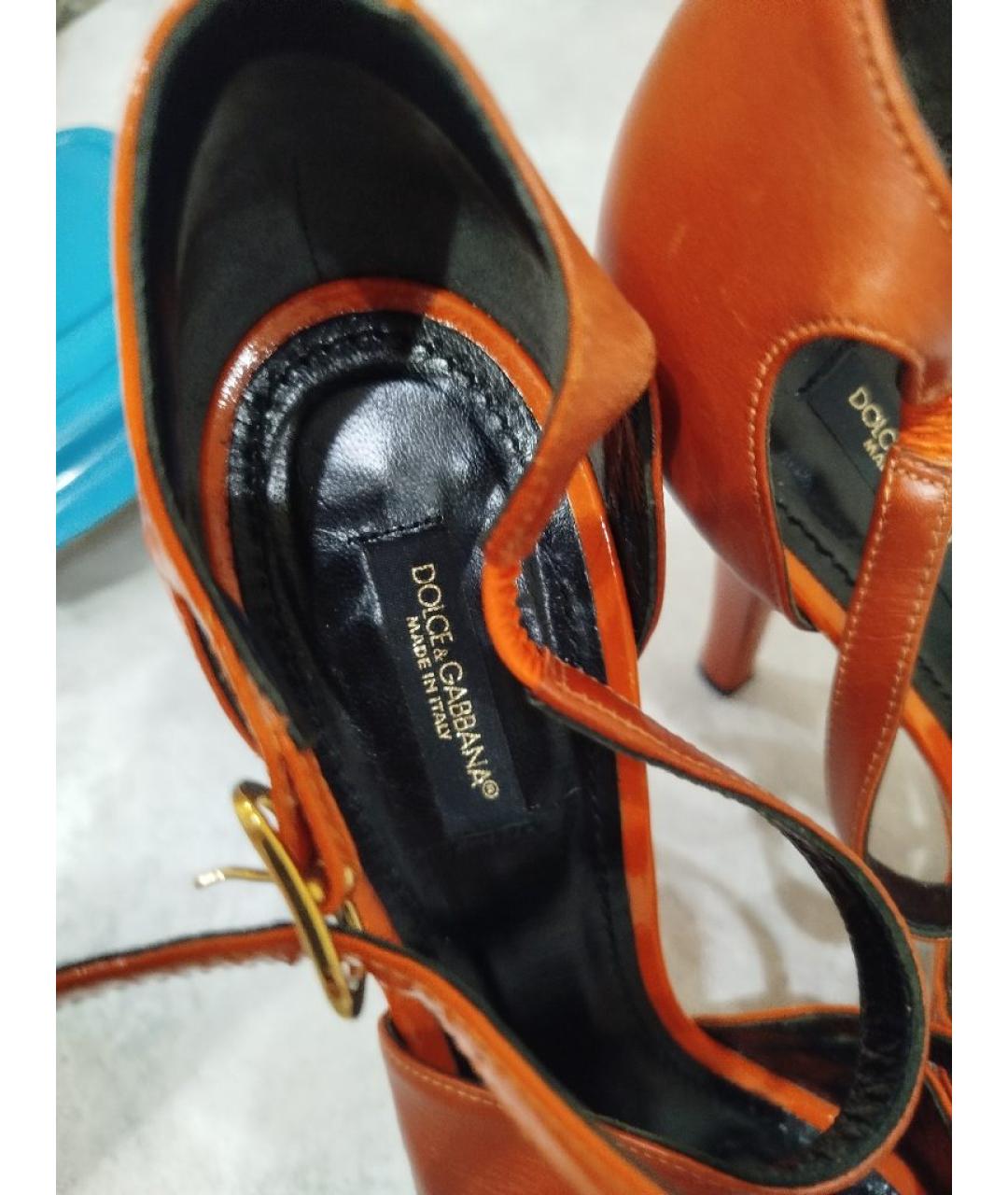 JIMMY CHOO Оранжевое кожаные босоножки, фото 7
