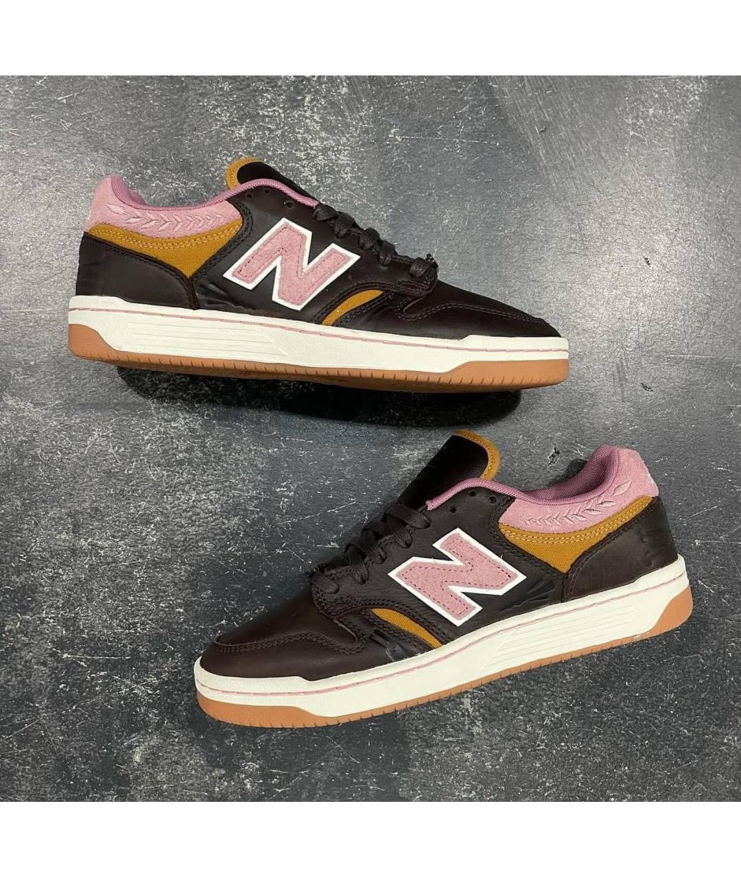 NEW BALANCE Коричневые кожаные кеды, фото 4
