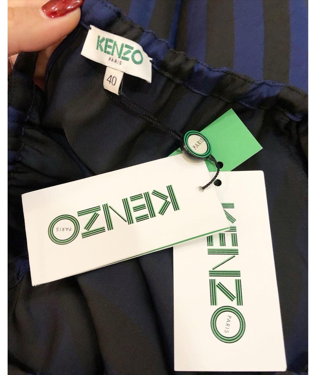 KENZO Темно-синее ацетатное повседневное платье, фото 6