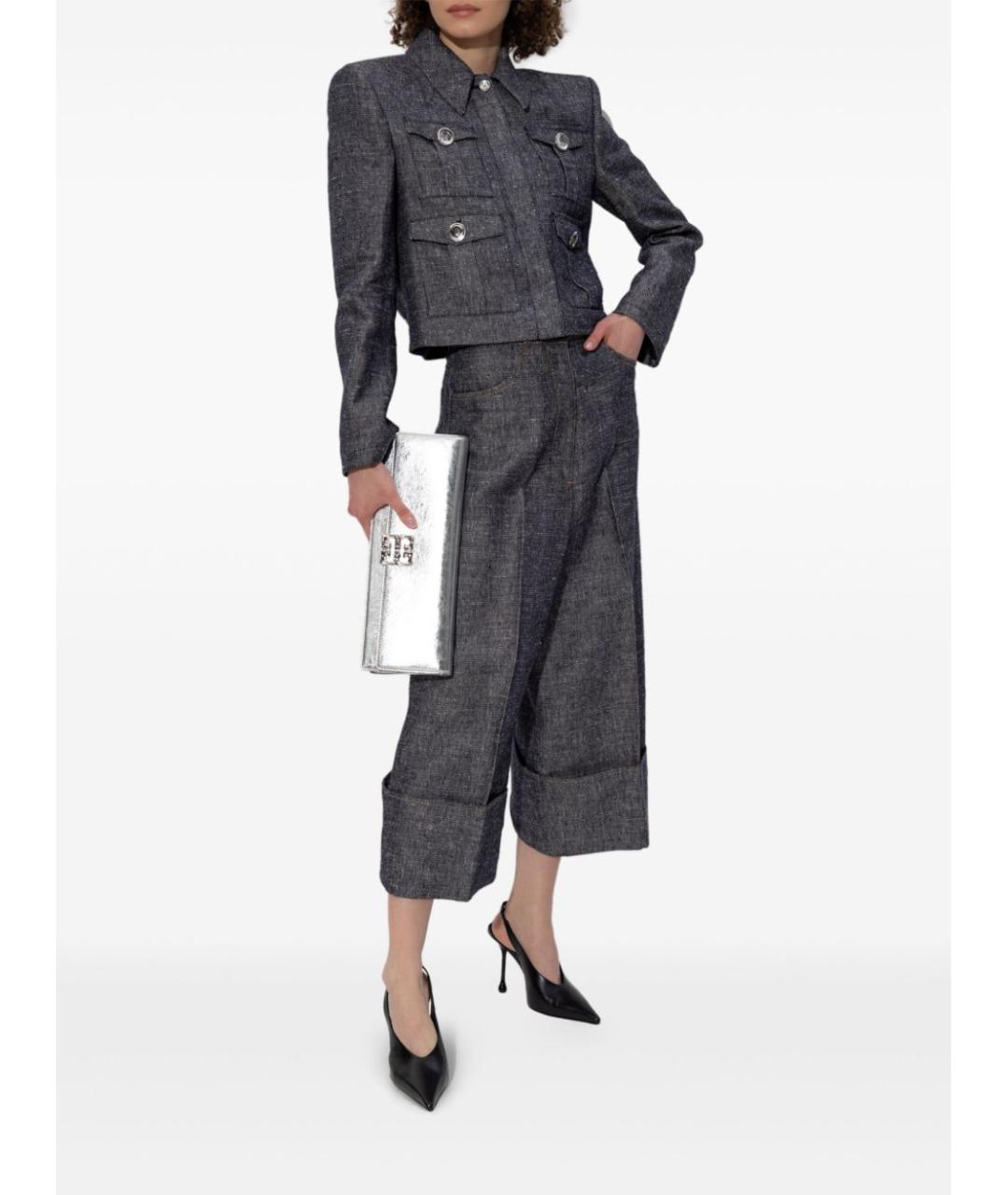 GIVENCHY Темно-синие льняные прямые брюки, фото 5