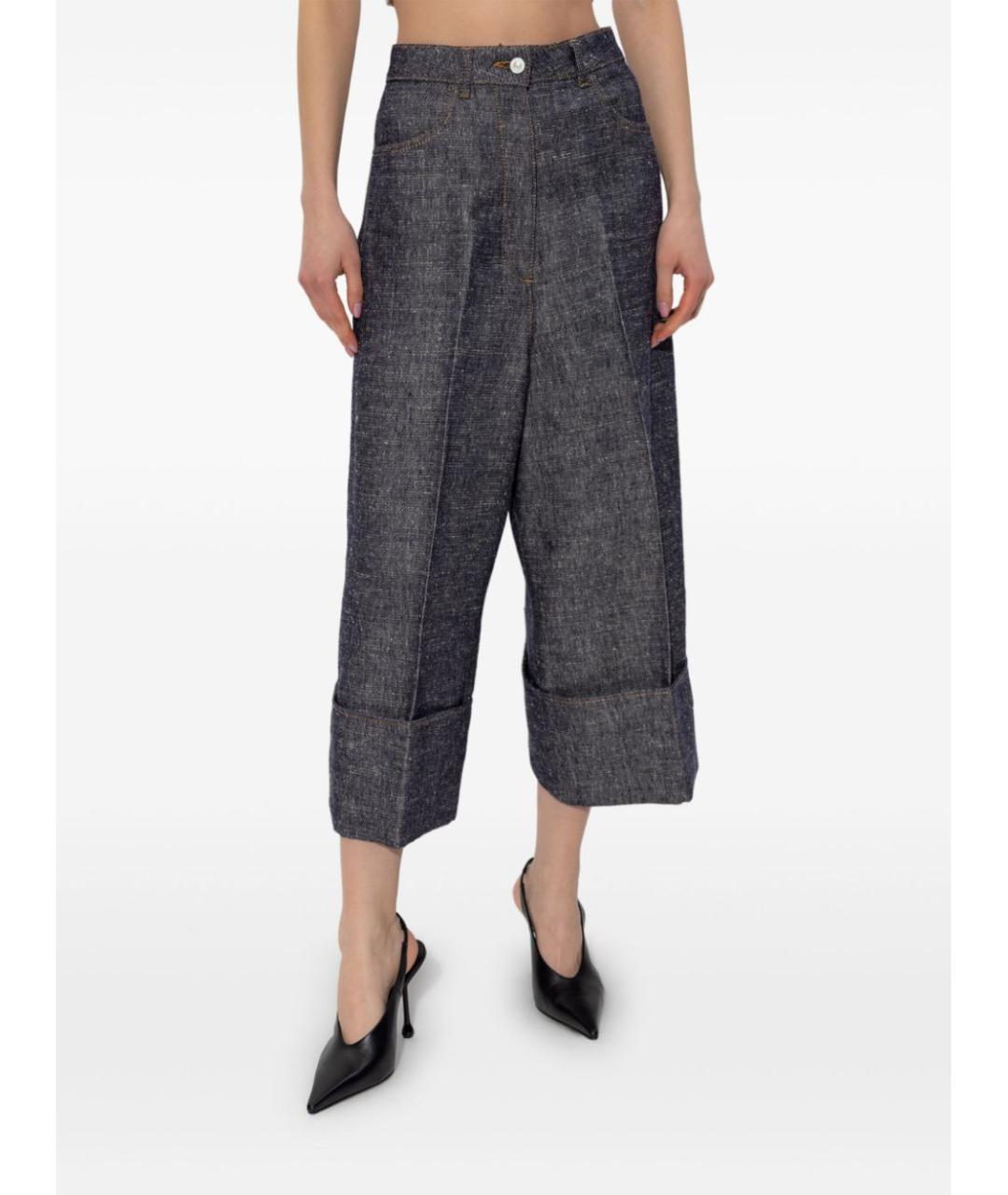 GIVENCHY Темно-синие льняные прямые брюки, фото 4