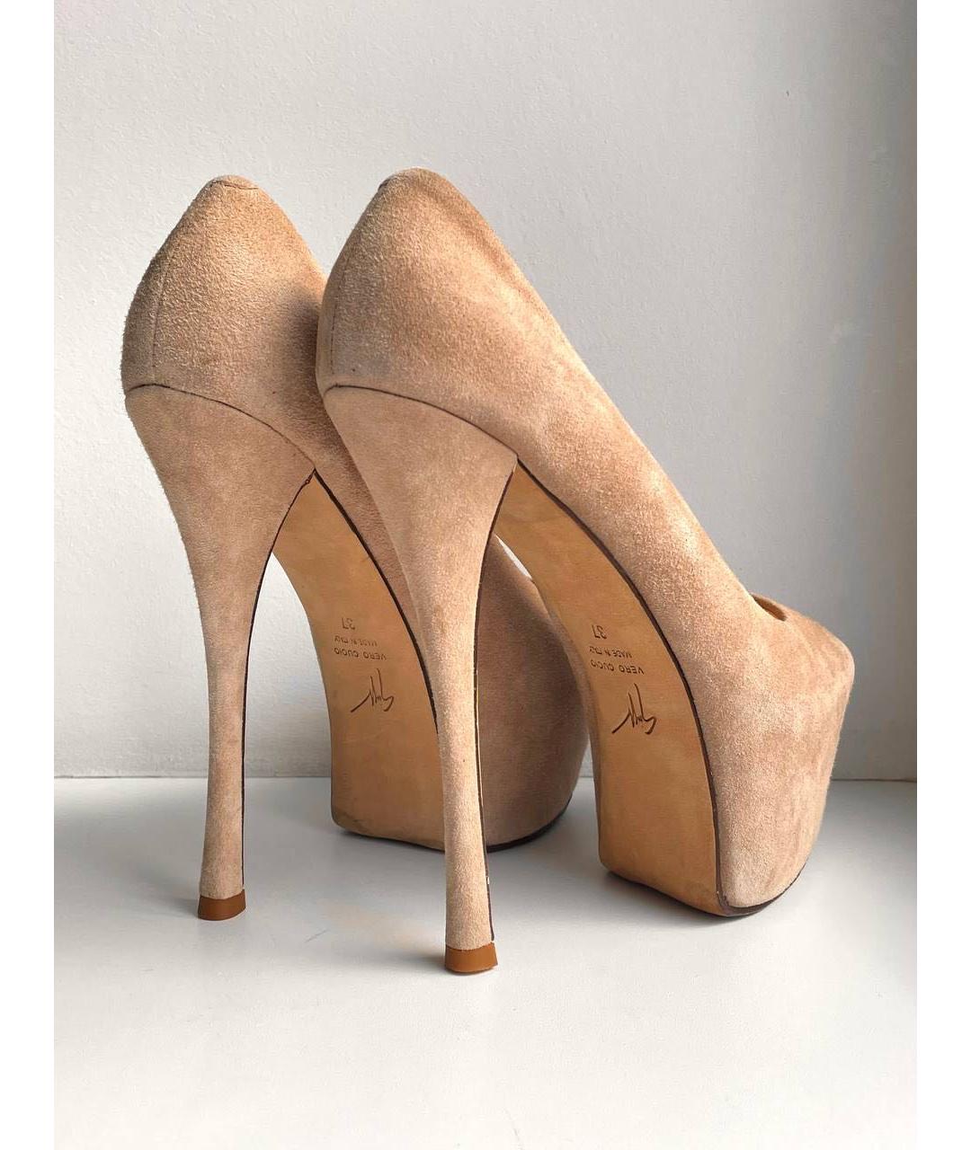 GIUSEPPE ZANOTTI DESIGN Бежевые замшевые туфли, фото 4