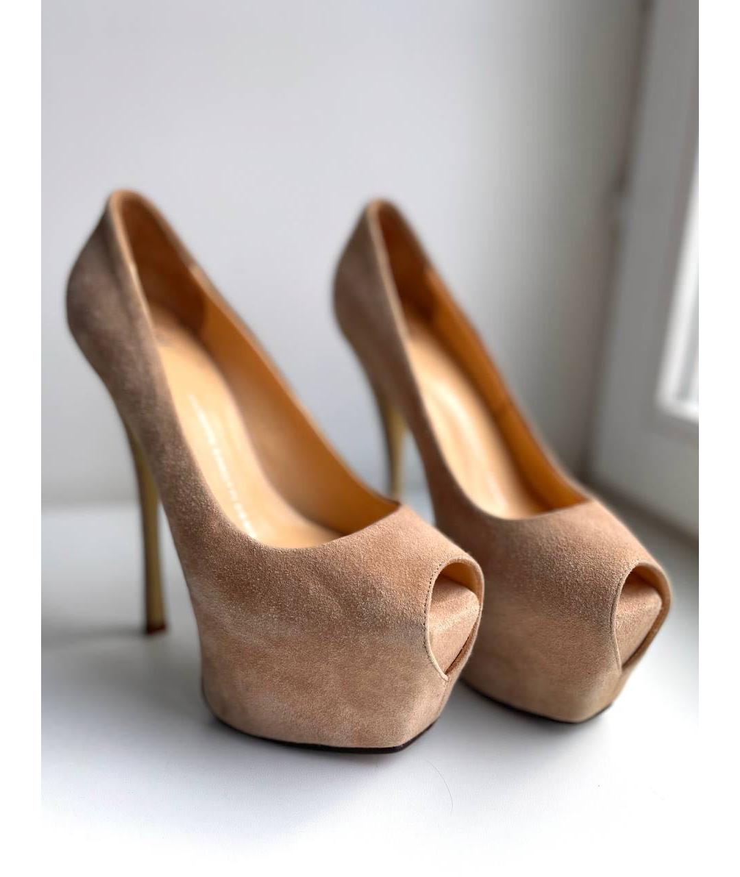 GIUSEPPE ZANOTTI DESIGN Бежевые замшевые туфли, фото 2