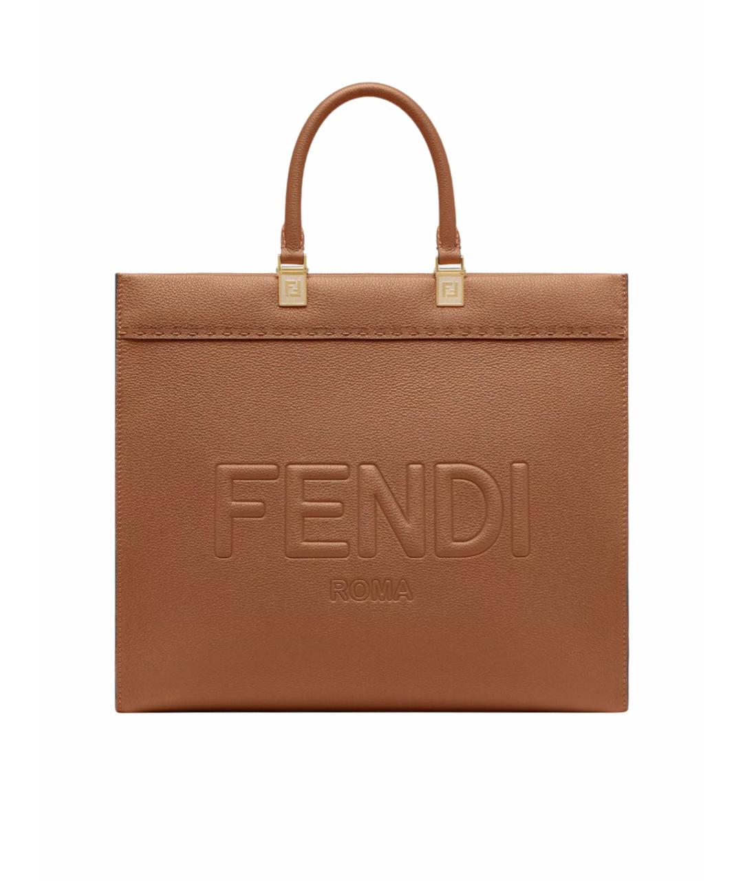 FENDI Коричневая кожаная сумка тоут, фото 1